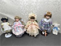 Assorted porcelain and misc dolls