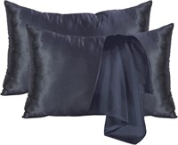Bluish Grey Satin Pillowcase Pack 20x30 inches