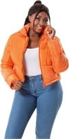 $63  Women's Crop Puffer Jacket  Orange  X-Small