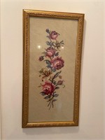 Framed Floral Needlepoint