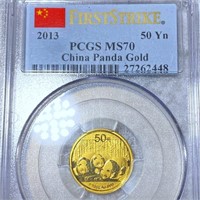 2013 Chinese Gold Panda 50 Yen PCGS - MS70