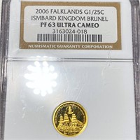 2006 Falklands Gold 1/25 Crown NGC - PF 63 ULT CAM