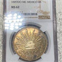 1889 Mexican Silver 8 Reales NGC - MS62