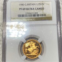 1980 G Britain Gold Half Sov NGC - PF69ULTCAMEO