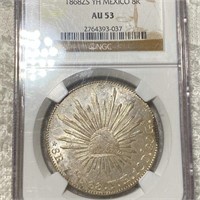1868 Mexican Silver 8 Reales NGC - AU53