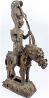 Art Antique African Benin Cast Bronze Horse Rider