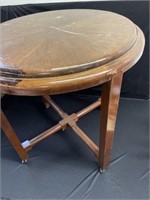 Round Rolling Wood Occasional Table