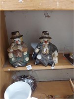 Lot of 2 Hobo Clowns Wind Up Musical