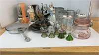 Decor lot: Ship decor, plates, mug, figurines,