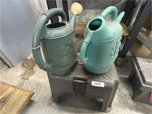 2 Watering Cans & Stool