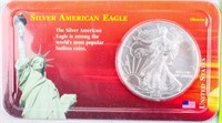 Coin 1999 American Silver Eagle BU Carded