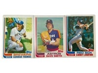 3 1982 Topps Baseball Blackless Border Cards