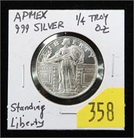 Standing Liberty 1/4 Troy oz. .999 silver Apmex