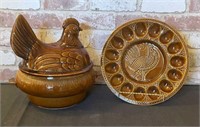 BOX LOT: VINTAGE ROOSTER DISH WITH LID &