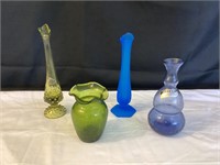 Assorted glasses vases