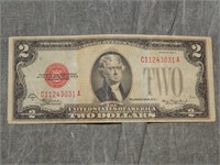 1928 $2 Red Seal note currency