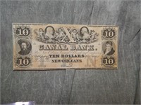 c 1850 Canal Bank $10 Obsolete Currency NICE !!