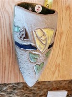 Roseville Mostique wall pocket vase, 10" long