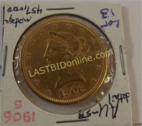 1906 U.S. Mint $10 Gold Liberty Head Coin
