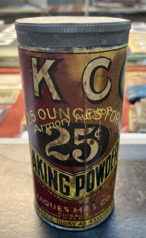 KC BAKING POWDER TIN W/ PAPER LABEL