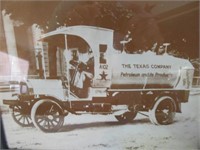 Vintage Sepia Tone Framed Texaco Truck Photo Print