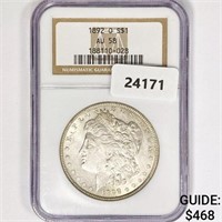 1892-O Morgan Silver Dollar NGC AU58