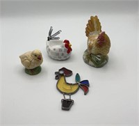 4pc Ceramic Rooster Decor-Stained Glass etc