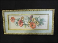 Gold Tone Framed Flower Print 18" x 10"