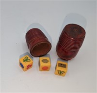 Early Dice Game Set in Original Wooden Barrel Case