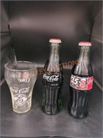 Coca-Cola collectors bottles and glass lot