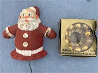 Vintage lighted Santa & candle trimmer
