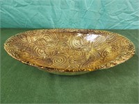 GOLD SWIRL SILVERINA BOWL OVAL CANDY FRUIT DISH