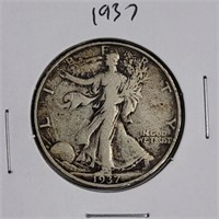 1937 P Walking LIberty Silver Half dollar