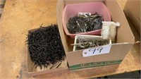 Flat of screws, box with toggle bolts , nails,