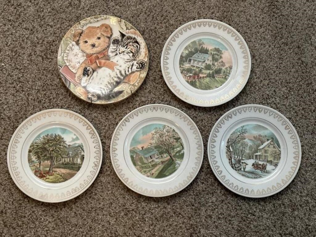 CURRIER & IVES decorative plates / bear plate
