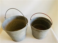 Vtg Galvanized Buckets no.10 & 14