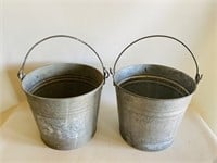 Set of 2 vtg # 10 Galvanized Buckets