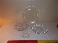 Group of 4- clear glass platters and plates