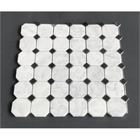 Octagon and Dot Marble Mosaic Wall & Floor Tile