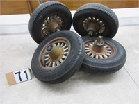 4 Wood Spoked Wagon Wheels w/ Tires