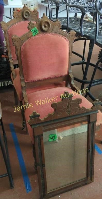 Two Eastlake Walnut Victorian Side Chairs