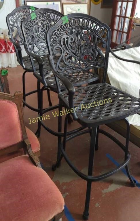 3 Black Metal Outdoor Bar Chairs Seat Is 31