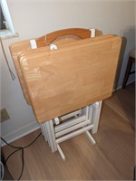 Set 4 Wood TV Trays w/ Holder