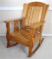 Solid Oak Recliner Rocking Chair