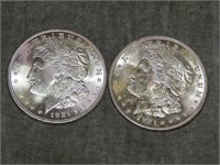 Pair of UNC (to Me U Grade) 1921 MORGAN SILVER $