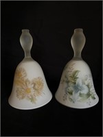 Pair of Floral Frosted Glass Bells