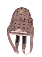 Pink Rough Leather Gold Studded Backpack