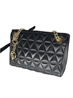 MK Black Quilted Leather Gold Chain Strap Bag