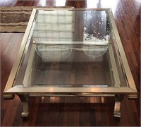 VERY HEAVY METAL, BRASS AND GLASS COFFEE TABLE