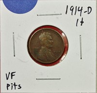 1914-D Lincoln Cent VF Pits